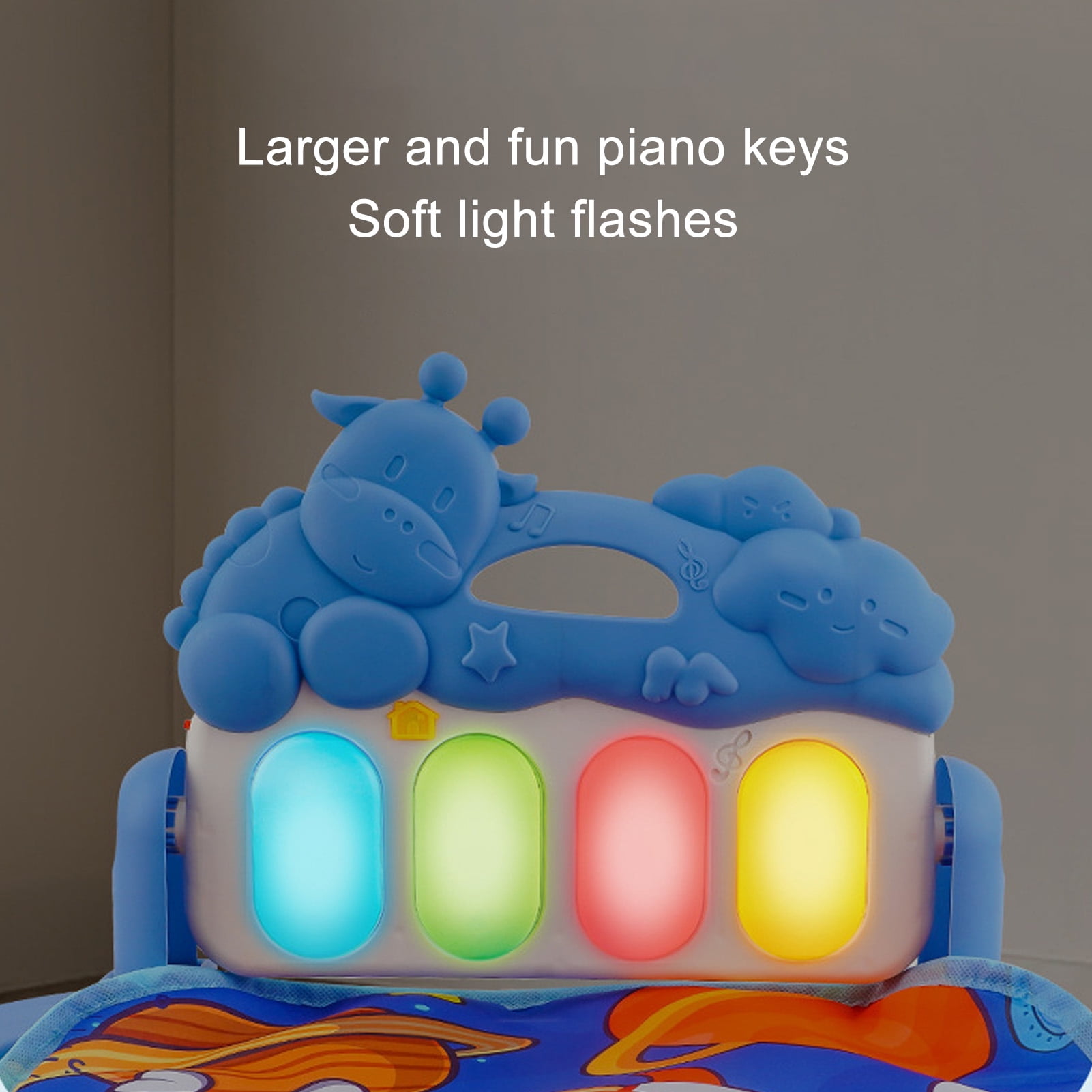 NFTIGB Baby Gym Play Mat Musical Tummy Time Activity Center with Colorful Rattles Kick and Play Piano Keyboard Learning Toy for Newborn Infants Toddlers Boys Girls 0 to 36 Months