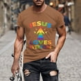 thumbnail image 2 of WREESH Men's Graphic Print Crew Neck T-Shirt Short Sleeve Loose Fit Summer Tops Brown, 2 of 5