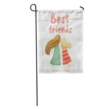 SIDONKU Hair Two Best Friends Girls Holding Hands About Friendship White Cute Young Garden Flag Decorative Flag House Banner 12x18 (Best Friends Holding Hands)