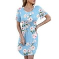 thumbnail image 6 of Sundresses for Women Casual Summer - Womens Casual Summer Beach Dresses Solid/Floral Crewneck Short Sleeve T-Shirt Dress Loose Swing Dress Aline Sundress, 6 of 7