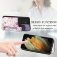 thumbnail image 3 of Nalacover Case for Samsung Galaxy S21 Ultra Wallet Case with Card Slots Zipper Pocket, Floral Pattern PU Leather Flip Kickstand Cover for Women Girls, RFID Blocking Shockproof Case, Purple, 3 of 9