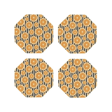 

Leather Coasters with Heat-resistant for Drinks Cute Stripe Orange -标题2 Octagon