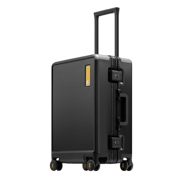 Carry On Suitcase LEVEL8, marco de aluminio sin cremallera de 20 pulgadas, negro