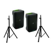 (2) Mackie Thump GO 8" Portable Battery-Powered Loudspeaker (2) MR DJ Speaker Stand