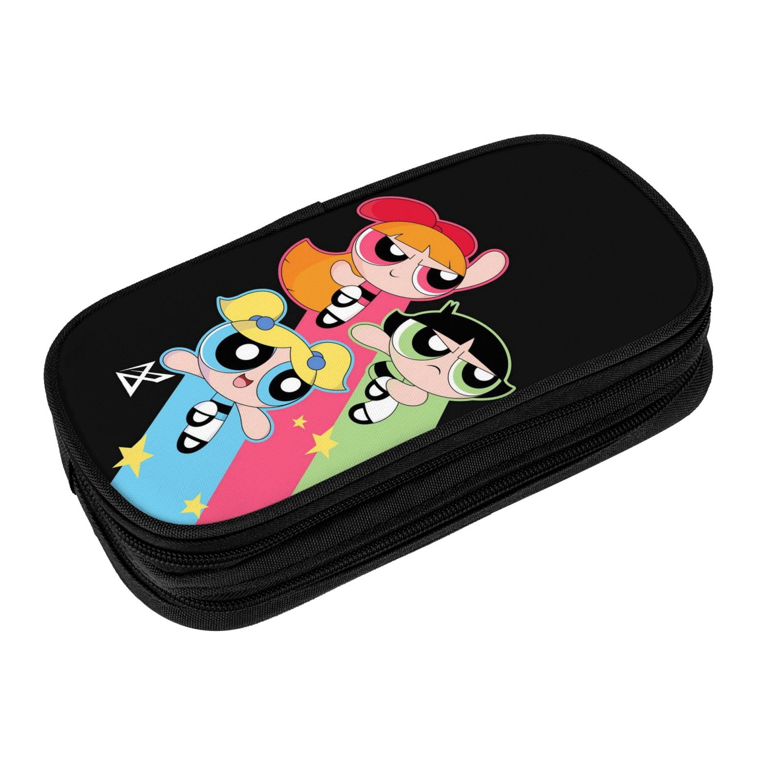 The Powerpuff Gi-rls Pencil Case Large Capacity Pencil Pouch Penbag Office Stationery Organizer Travel Makeup Bag Black