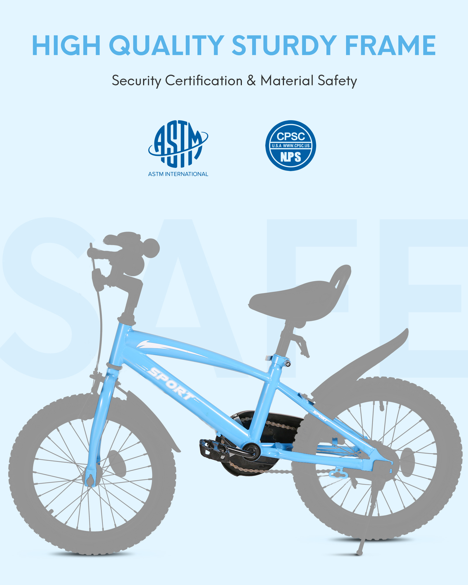 Naipo 16 Inch Kids Bike Girls and Boys Blue Kid Bicycle with Kickstand and Training Wheels