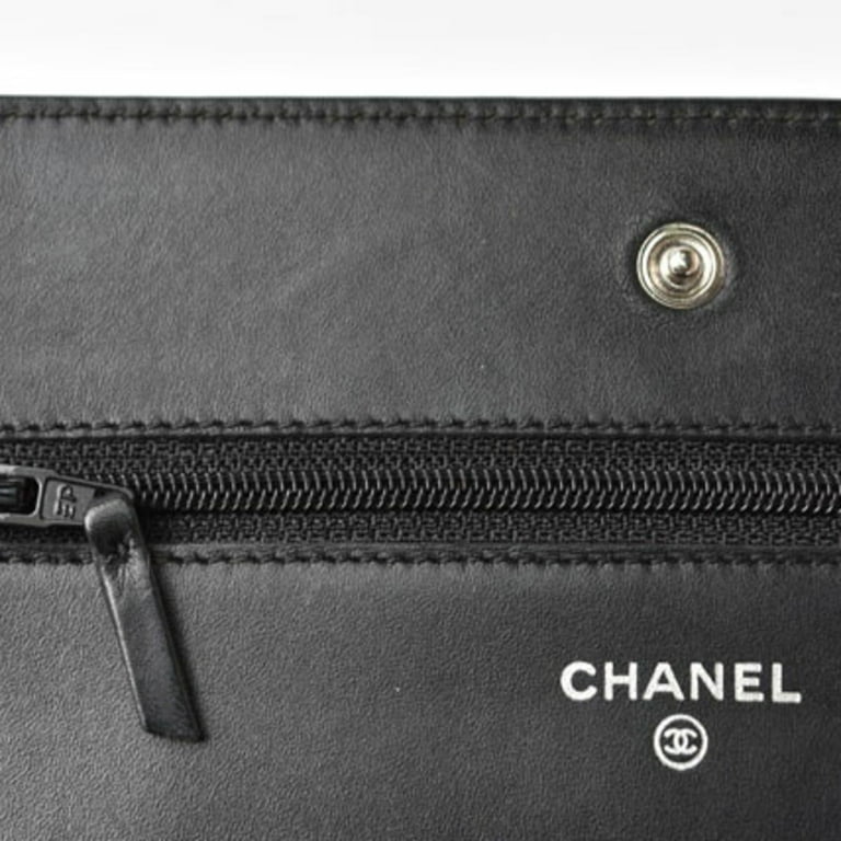 Pre-Owned Chanel chain shoulder bag long wallet clutch CHANEL caviar skin CC  mark black (Good) 