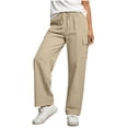thumbnail image 6 of Women's Dress Pants New Wide Leg Linen Pants for Women Casual Loose Elastic Waist Casual Pants with Pockets Summer Breathable Comfy Trousers Daily Wear, 6 of 8