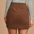 thumbnail image 5 of Annhoo Womens Corduroy Skirts Casual High Waist Side Button Mini Skirt Fashion Solid Color A-Line Slim Skirt, 5 of 9