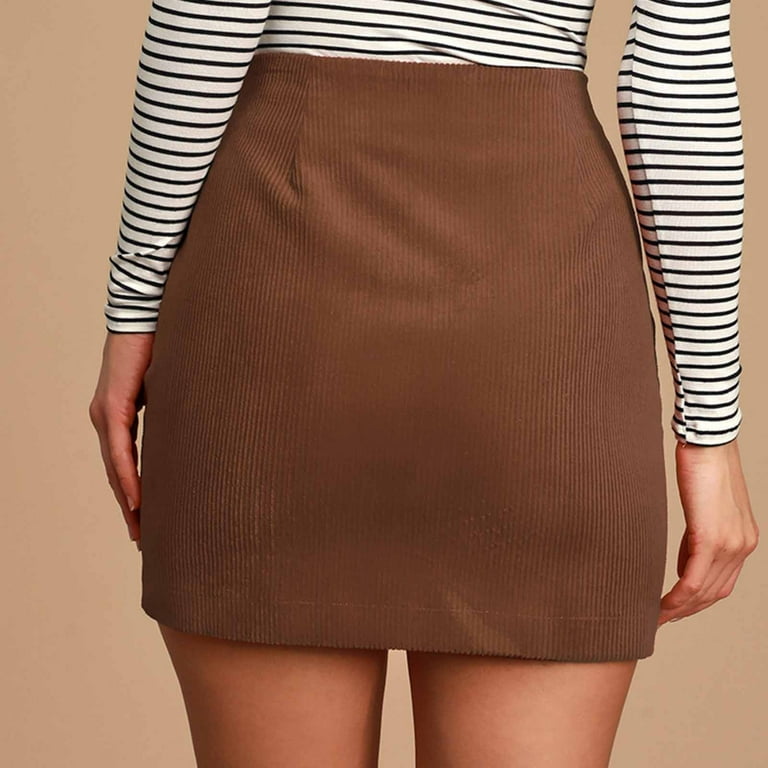 FAIWAD Corduroy Skirt for Women High Waist Short Mini Skirt