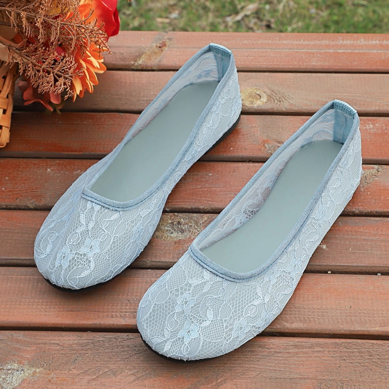 Xfvqtps Womens Mesh Ballet Flats Slip on Ballerina Flats Flower