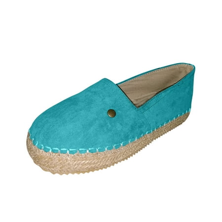 

Fesfesfes Canvas Shoes for Women Low Cut Sleeve Solid Color Flat Heel Round Toe Straw Flat Canvas Shoes 36(5.5)