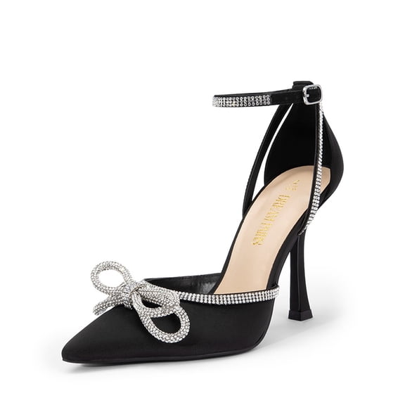 Dream Pairs Women's Stiletto Rhinestone Heels Closed Toe Buckle Closure