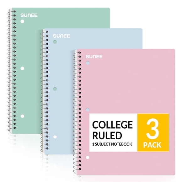 Cuadernos SUNEE de 3 unidades, 1 materia, rayado college, 20 x 27 cm
