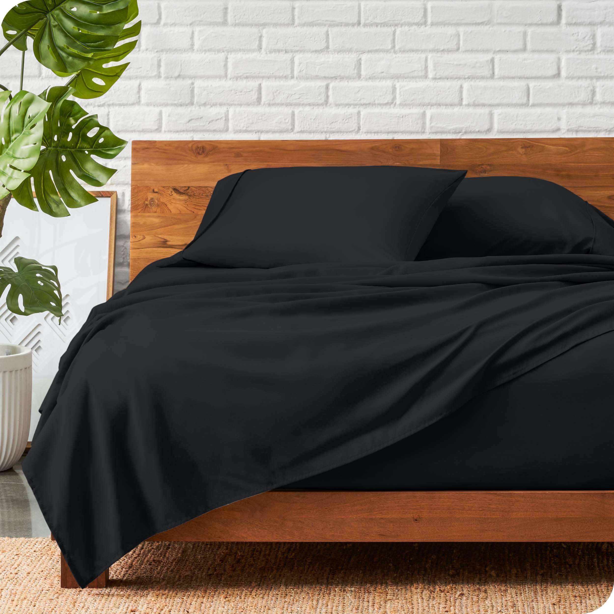 Bare Home Black Microfiber Sheet Set, Wrinkle Resistant, Deep Pocket, Twin XL