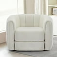 thumbnail image 4 of Set of 2 Swivel Accent Chair, Comfy Teddy Upholstery Barrel Chair , 37" Pumpkin-Shaped Accent Chair for Living Room, Bedroom, or Office, White, 4 of 7