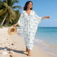 thumbnail image 5 of Xixirimido Blue Bows Floral Print Womens Kaftan Dresses Long Caftans Plus Size Batwing Sleeve Swimsuit Coverup V Neck Summer Beach Dress, 5 of 7