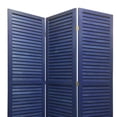 thumbnail image 3 of 3 Panel Foldable Wooden Shutter Screen with Straight Legs, Blue- Saltoro Sherpi, 3 of 6