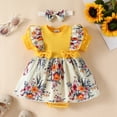 thumbnail image 2 of Gerichy Baby Girl Summer Floral Clothes Ruffle Sleeveless Romper Bodysuit Onesie Outfit Girls Short Sleeve Floral Prints Romper Summer Bodysuits Clothes Headbands Fly Sleeve Romper, 2 of 7