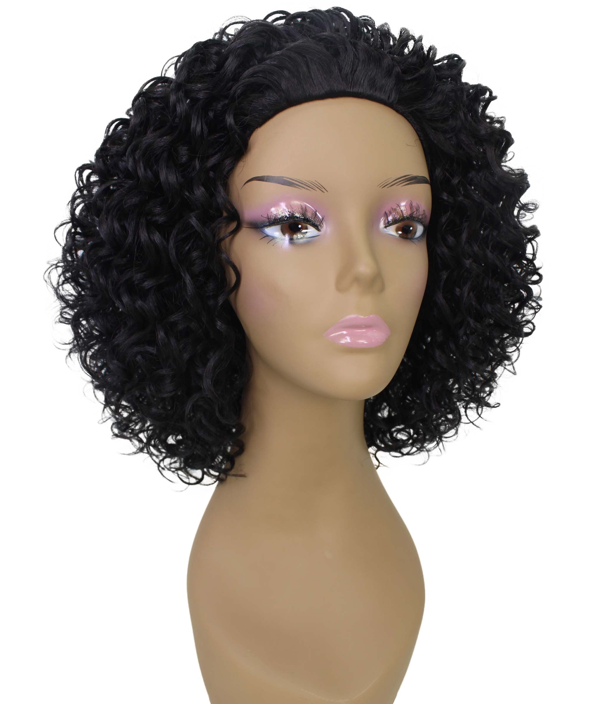 LUXLUXE 13.5" Kinky Curly Half Wig for Black Women – Mixed Hair Fluffy Short Layered Drawstring Headband Wig for Daily Wear, Parties & Events