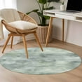thumbnail image 5 of Vintage Green Round Area Rug 4 FT, Non Slip Indoor Outdoor Rug, Modern Abstract Art Oil Painting Washable Soft Circular Carpet Non-Shedding Floor Mat for Coffee Table Nursery Foyer Balcony, 5 of 9