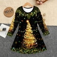thumbnail image 4 of Girls' Long Sleeved Dresses Comfortable Christmas T-Shirt Dress Xmas Dress Up Outfits (Black), 4 of 5