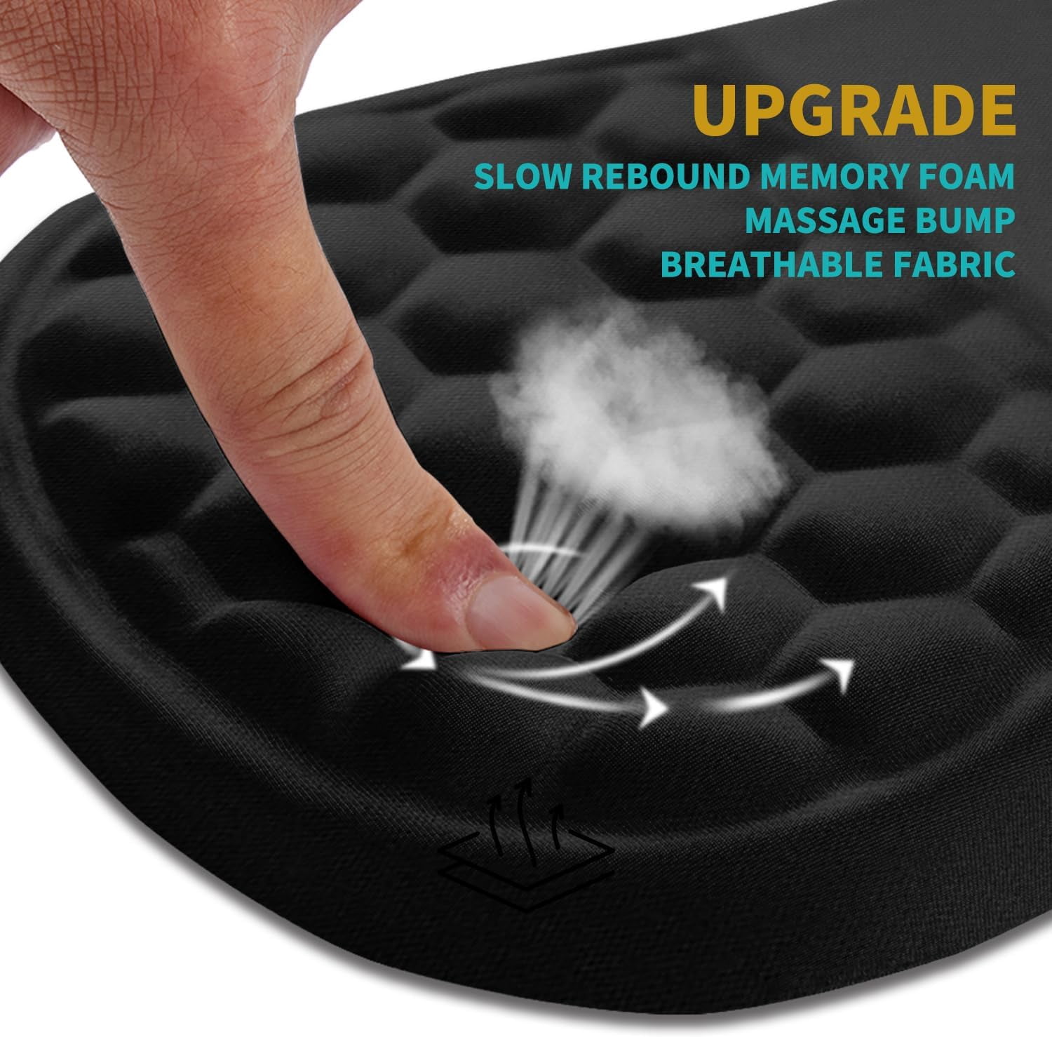 Ergonomic Mouse Pad Wrist Support, Wrist Rest Mousepad for Carpal Tunnel Pain Relief with Integrated Memory Foam Slope Massage Bulge (11.8x7.9 inch,Polar Night