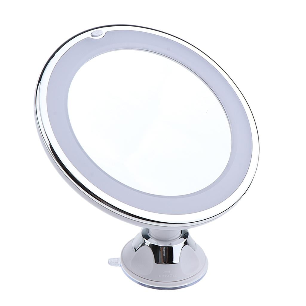 6.7'' LED Cosmetics Shaving Suction Mirror With 10X Magnification 360 Swivel