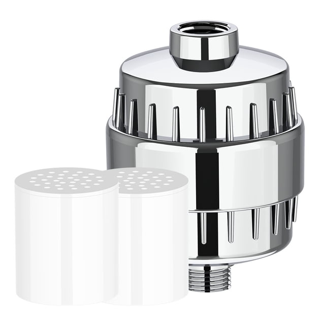 Filtro de cabezal de ducha de 15 etapas: filtro de cabezal de ducha para agua dura, con 2 cartuchos de filtro reemplazables, filtro de agua de ducha de alto rendimiento