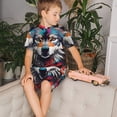 thumbnail image 4 of Fotbe Tie-Dye Wolf Head Pijama Estampada de 2 Piezas para Niños – Ropa de Dormir de Manga Corta Cómoda para Niños y Niñas, Camiseta y Shorts de Algodón-3X-Large, 4 of 6