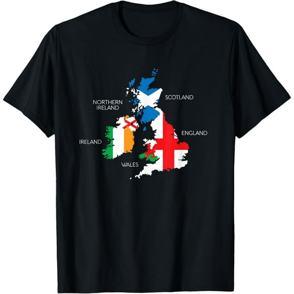 t-shirt British Isles Sea Ireland Scotland Wales England Map Coins T-Shirt mens，black，women，funny，men，journey，Crew Neck, Short Sleeve,printing