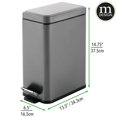 thumbnail image 6 of mDesign Slim Metal 2.6 Gallon Step Trash Can, Lid/Liner Bucket, Graphite Gray, 6 of 7