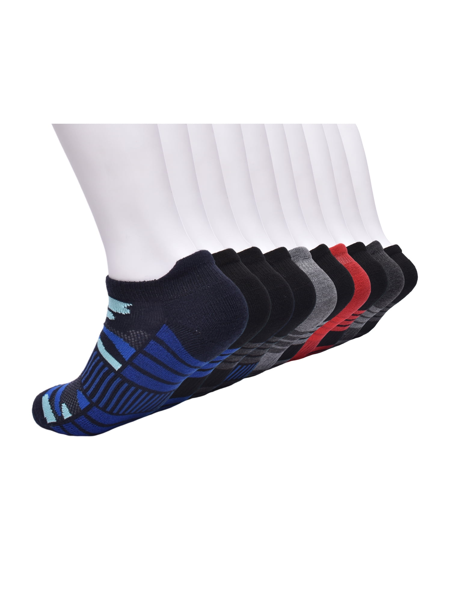 Athletic Works Boys Cushion Heel Tab No Show, 10 Pack, Sizes S-L