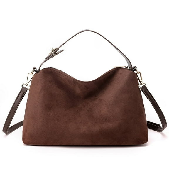 Women's Vintage Suede Tote & Slouchy Hobo Bag (Shoulder/Crossbody) - Ideal for Work & Commute,Coffee