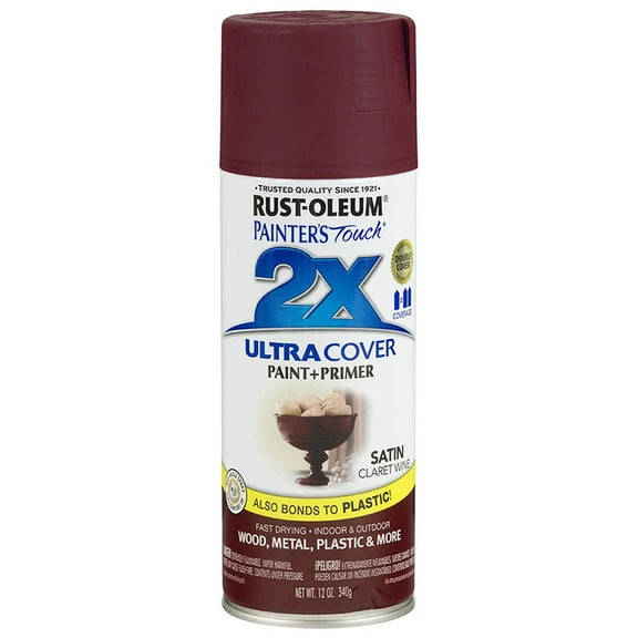 6‐Pack of 12 oz Rust‐Oleum 334062 Painter's Touch 2X Claret Wine Ultra Cover Paint   Primer Spray Paint, Satin