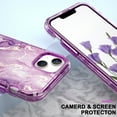 thumbnail image 3 of Mantto for iPhone 15 Case, 3 in 1 Slim Hybrid Crystal Rubber Bumper Cute Marble Pattern Hard PC Soft Silicone Drop Protection Women Girls Cover for iPhone 15, Purple Marble, 3 of 6