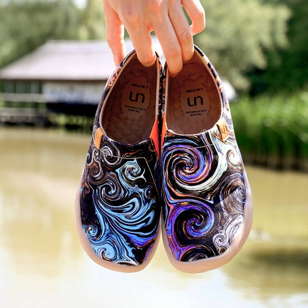 UIN Blossom Women's Fashion Floral Art Sneaker Painted Canvas Slip-On ...