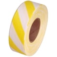 thumbnail image 2 of Tape Planet White and Yellow Safety Striped Flagging Tape 1 3/16" x 31.200 ft Roll Non-Adhesive, 2 of 5