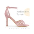 thumbnail image 3 of BLISSFUL STEP Glitter Ankle Strap Stiletto Heels Sandals for Women Pink 10, 3 of 5