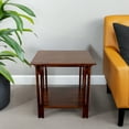 thumbnail image 2 of 24.5"H, Acacia Wood 4 Leg Architectural Square End Table, Mahogany, 2 of 11
