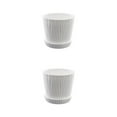 thumbnail image 4 of Matsuzay Macetas decorativas para hierbas, verduras y flores pequeñas, macetas decorativas fáciles de mantener blanco Maceta L+bandeja L 2Conjunto, 4 of 6