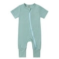 thumbnail image 5 of WIBACKER Baby Boys Girls Bamboo Viscose Short Sleeve Pajamas, 2 Way Zipper Romper, Sleep and Play 0-24 Months, 5 of 6