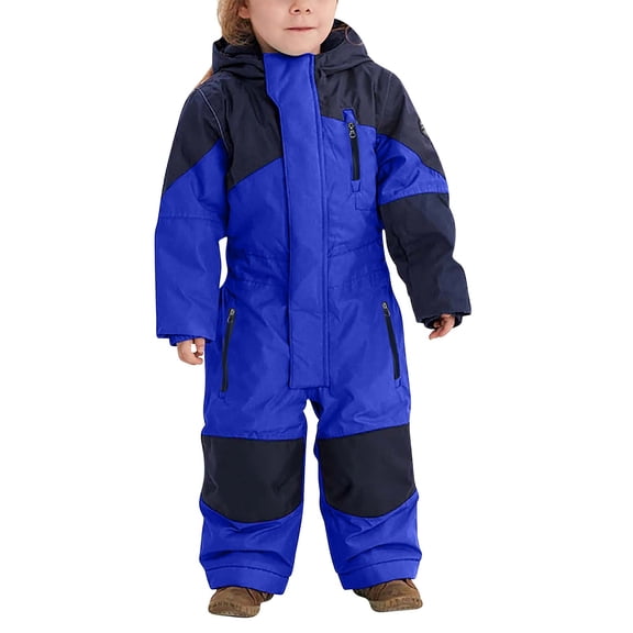 Breezora Snowsuit for Boys and Girls All Weather Protection Windproof Ski Suit Overalls for Snow Play and Winter Outdoor Activities 100 Size Blue