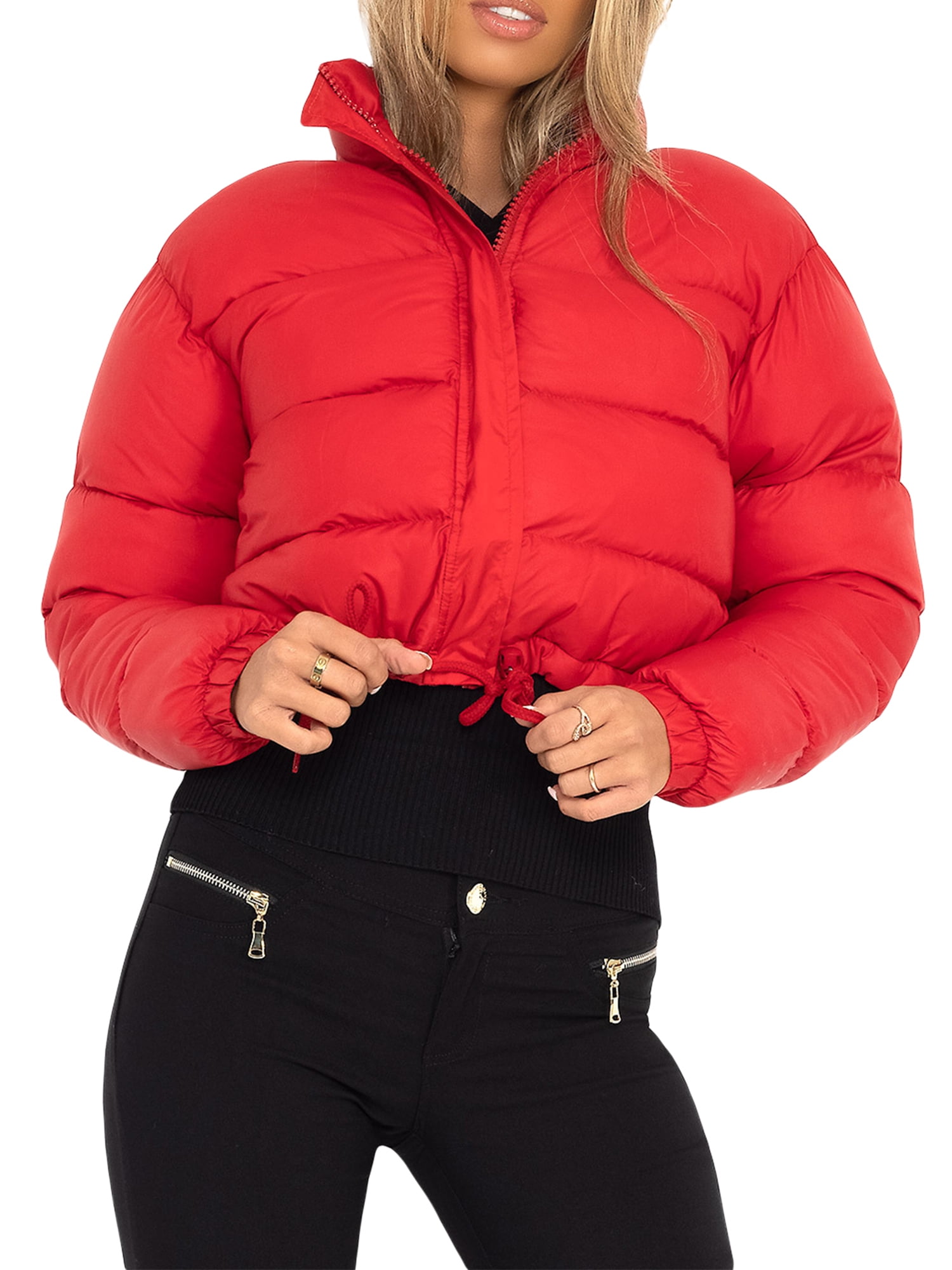 Womens red cheap padded jacket