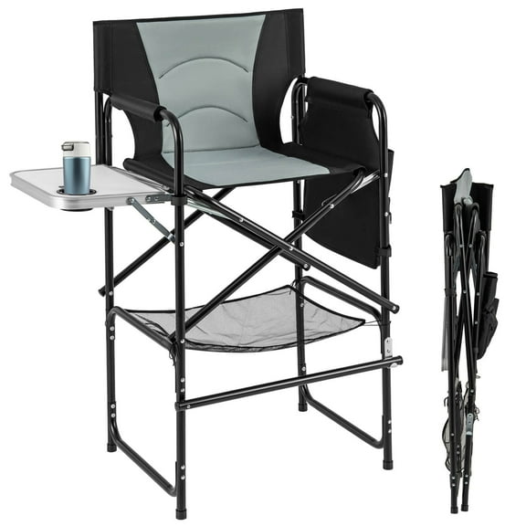 XgoodX 46" Tall Directors Chair with Foldable Side Table & Footrest, Extra Cup Holder