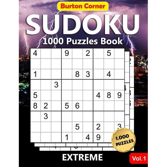 Sudoku 1000 Puzzles Book: Extreme Difficult 9x9 Sudoku Puzzles Brain Games Book for Expert Adults with Solution Vol.1 (Paperback)
