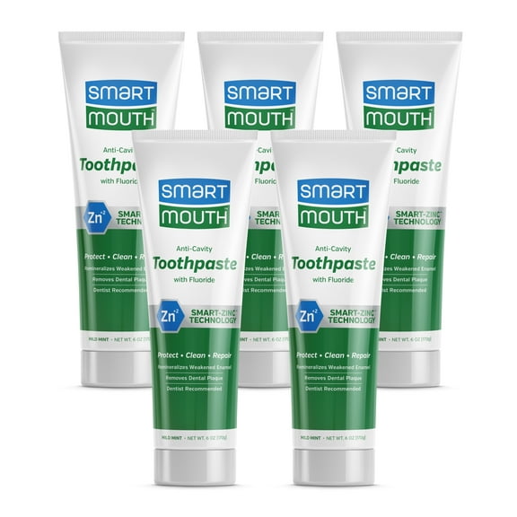 Smart Mouth Whitening Toothpaste with Fluoride Clean Mint 6 oz(Pack of 5)