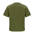 thumbnail image 4 of Craaazy Women's Relaxed Fit V Neck Blouse, Solid Color Short Sleeve Linen Cotton Tops, Comfy Casual Shirt for Summer Gifts, 4 of 6