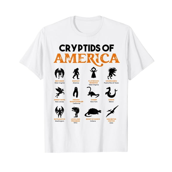 Cryptids of America Mothman Bigfoot Cryptozoology Monsters T-Shirt