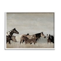 Stupell Industries Horse Family Foals Grazing Animals & Insects Photography White Framed Art Print Wall Art
